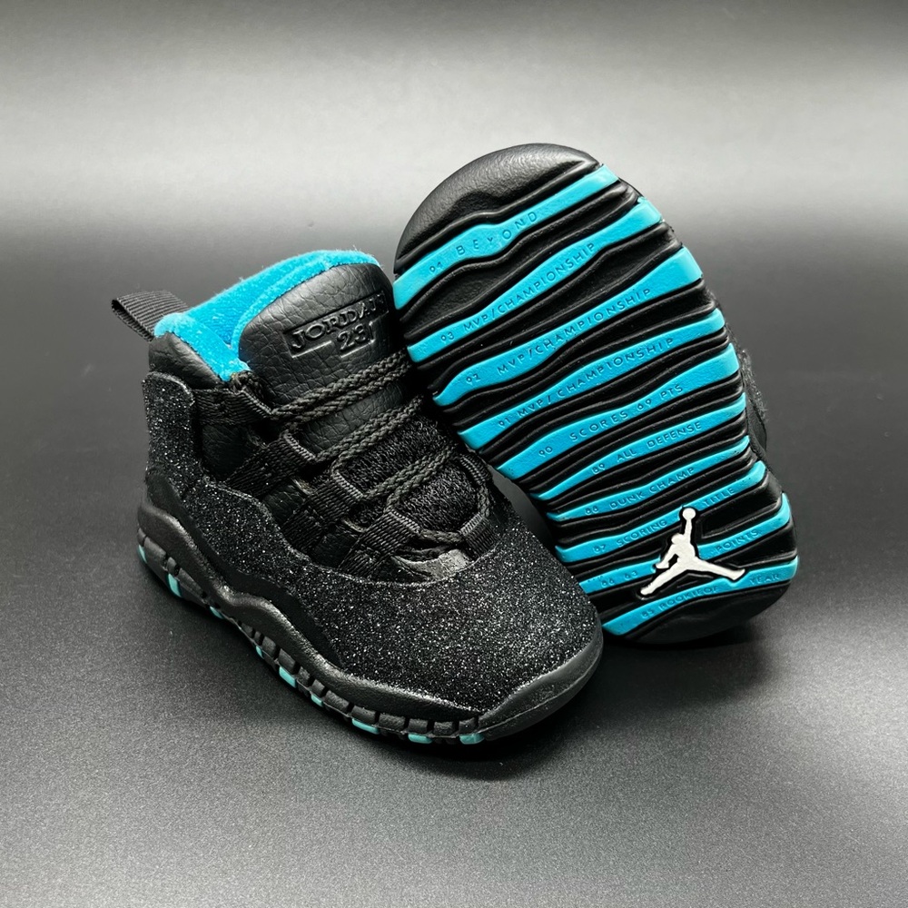 Jordan Air Jordan 10 unisex High Top Athletic Sneakers custom glitter US 4C - Picture 3 of 8